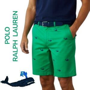 Polo Ralph Lauren Bedford Shorts 36x9 Embroidery Green Blue Whales Classic Fit